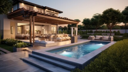Fototapeta premium home with a swimming pool, 