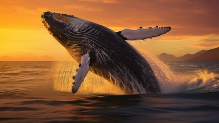  humpback whale breaching the surface of the ocean,  - Powered by Adobe