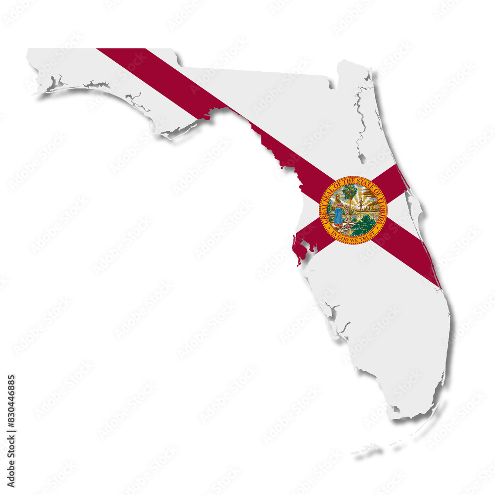 Poster florida state flag map with clipping path