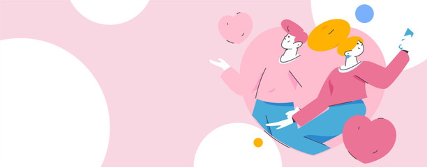 Happy Valentine's Day flat character vector concept business hand drawn illustration
