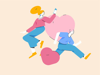 Happy Valentine's Day flat character vector concept business hand drawn illustration
