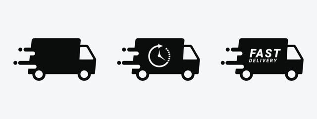 "Delivery Icon Set Vector Stock: Isolated on White Background"