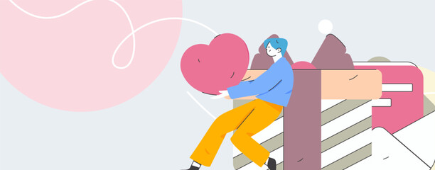 Happy Valentine's Day flat character vector concept business hand drawn illustration
