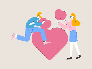 Happy Valentine's Day flat character vector concept business hand drawn illustration
