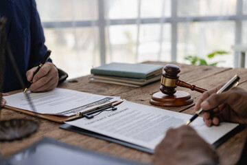 Lawyers provide legal advice. Represent clients in court and help with legal documents expert male...