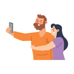 couple takes selfie on the phone