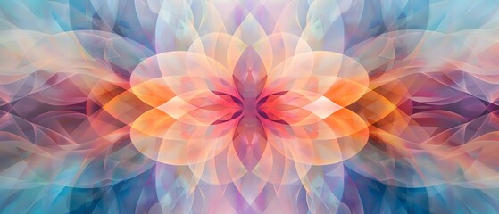 Fototapeta premium Symmetrical geometric design with repeating shapes and gradient hues, creating a harmonious and visually balanced abstract artwork