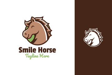 Smiling Horse Cartoon Logo Design