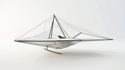 A minimalist wireframe glider model displayed against a plain background, showcasing lightweight aviation design.