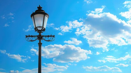Street light in front of a blue sky