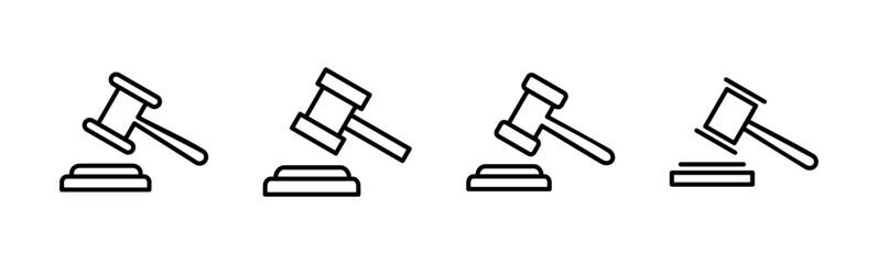 Gavel icon set. judge gavel icon vector. law icon vector. auction hammer