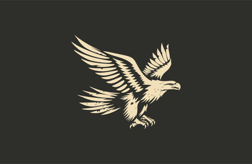 Eagle logo vector icon illustration vintage Style