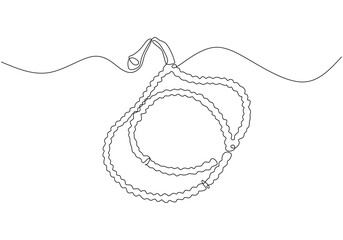 prayer beads in one single continuous line drawing style for Ramadan kareem concept.
