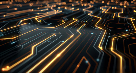 futuristic tech wallpapers with glowing circuit line patterns, abstract background