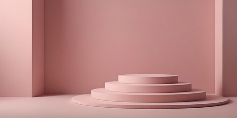 Obraz premium A Beautiful Light Pink Background Designed for Product Presentation, Featuring Podiums on Different Tiers, Adding Dimension and Sophistication to Your Display. 