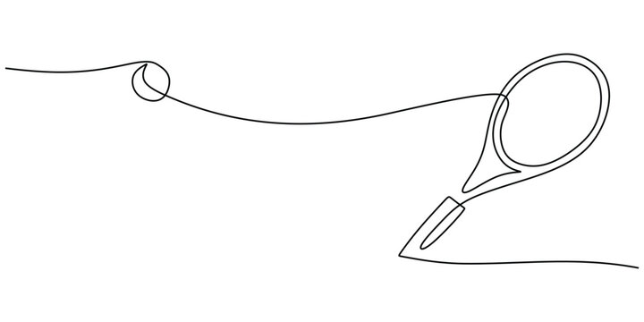 recommend clip art: One line continuous tennis ball and racket. Sport competition game tennis ball vector illustration.