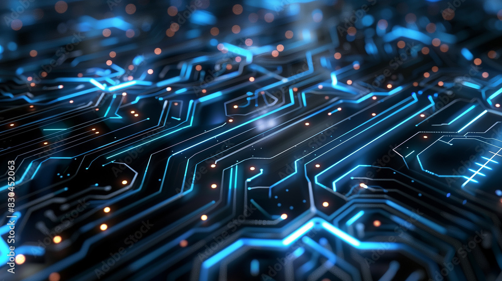 Poster futuristic tech wallpapers with glowing circuit line patterns, abstract background