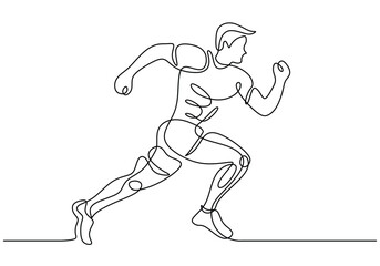 One continuous single line drawing Running man athlete. Sport concept isolated on white background.