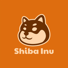 Cute Japanese Shiba Inu Dog Simple Logo Design