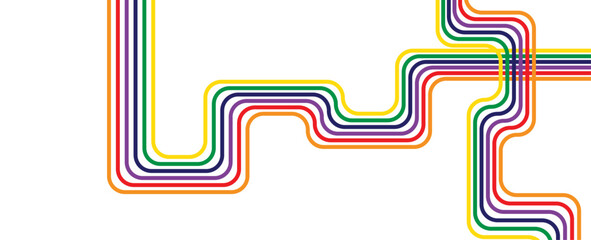 PRIDE month banner for festival parades, parties, and social events. Colorful rainbow flag on dark background. gay, sex, lesbian, bisexual, queer. Vector illustration