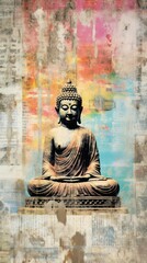 Obraz premium Wallpaper ephemera pale Buddha buddha art representation.