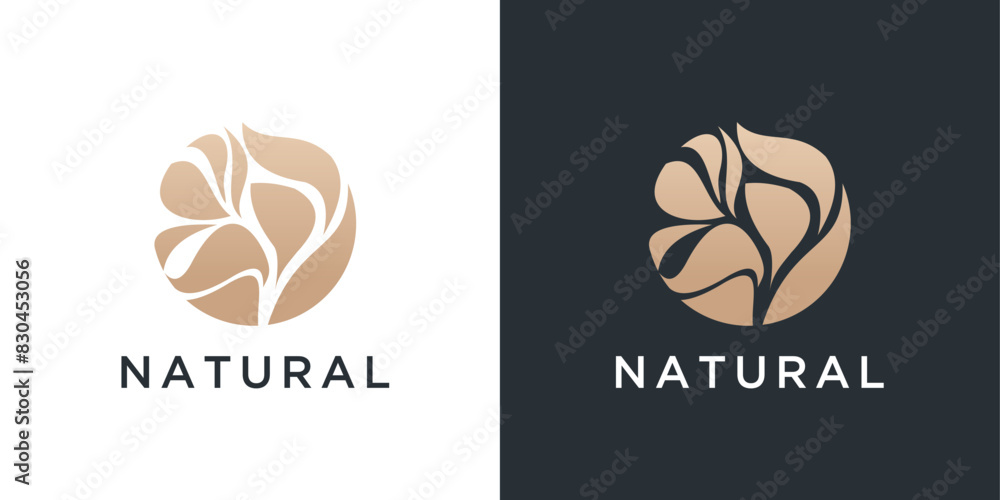 Wall mural Vector luxury silhoutte golden logo, flower monogram