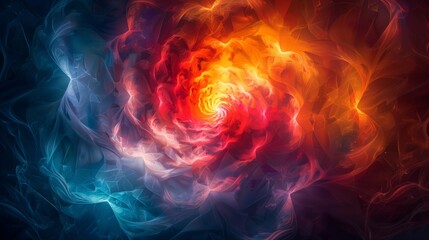 Fiery Abstract Swirling Energy. Stunning abstract background depicting swirling energy with vibrant red, orange, and blue hues, creating a fiery and dynamic effect.