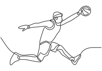 Man athlete jumping in one continuous single line art drawing style. Athletic sport concept vector.