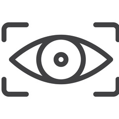 Eye scanner outline icon on white background