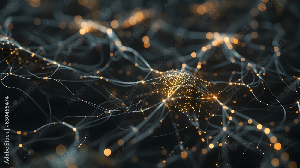 Poster captivating nexus of interconnected digital nodes illuminating the boundless realm of futuristic tec