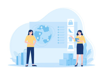 Marketing or special offers  discounts, online shopping concept flat illustration