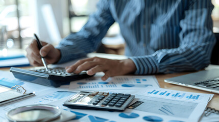 Businessman working on Desk office business finance, generative AI