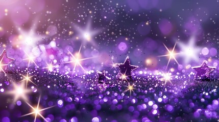 Sparkling stars and a vibrant violet background illuminated with joyful light