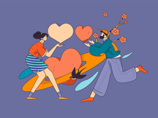 Happy Valentine's Day flat character vector concept business hand drawn illustration
