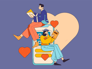 Happy Valentine's Day flat character vector concept business hand drawn illustration
