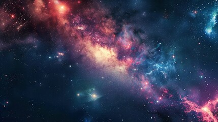 Naklejka premium Abstract Space: Nebulae and Galaxies Creating a Cosmic Landscape