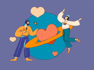 Happy Valentine's Day flat character vector concept business hand drawn illustration
