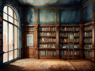 Bookstore Store Shop Watercolor Art