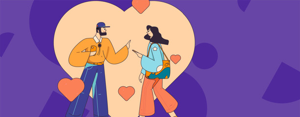 Happy Valentine's Day flat character vector concept business hand drawn illustration
