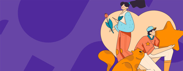 Happy Valentine's Day flat character vector concept business hand drawn illustration
