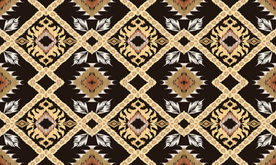 Hand draw Ikat floral paisley embroidery.ikat ethnic oriental pattern traditional.Aztec style abstract vector illustration.  background.great for textiles, banners, wallpapers,batik,fabric.