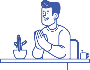 Minimalist Illustration of a Smiling Man