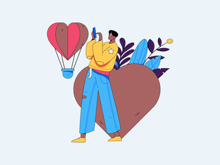 Happy Valentine's Day flat character vector concept business hand drawn illustration
