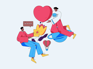 Happy Valentine's Day flat character vector concept business hand drawn illustration

