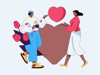 Happy Valentine's Day flat character vector concept business hand drawn illustration
