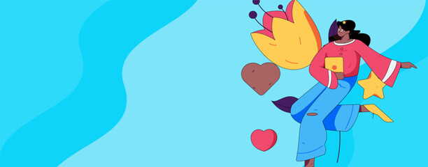 Happy Valentine's Day flat character vector concept business hand drawn illustration
