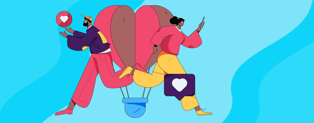 Happy Valentine's Day flat character vector concept business hand drawn illustration
