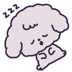 ヘソ天で寝ているかわいいトイプードルの子犬のイラスト