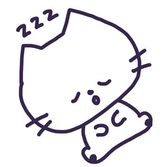 ヘソ天で寝ているかわいい白い色の子猫のイラスト