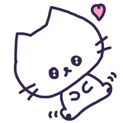 うるうるの目でへそ天して甘えているかわいい白い色の子猫のイラスト